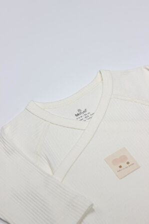 Bistyle Organic Modal Flying Balloons Kruvaze Uzun Kol Body BS17121 Ekru