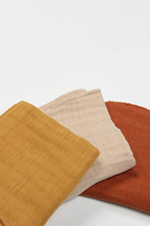 Bistyle 6'lı Müslin Mendil 20x20 cm 90106 Kiremit Bej Hardal