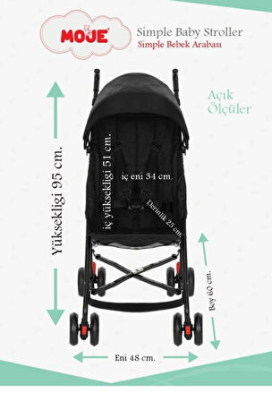 Moje Simple Pratik Baston Bebek Arabası Gri