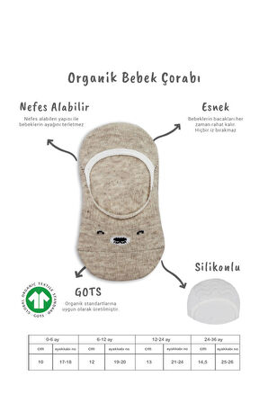 Bistyle 2'Li Babet Cute Face Penye Çorap BS30103 Bej Beyaz