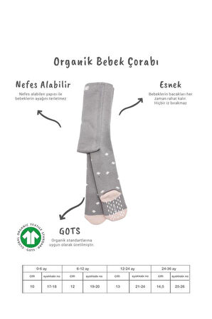Bistyle Tekli Puan Kaymaz Havlu Külotlu Çorap BS50502 Gri