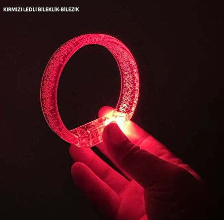 Nessiworld Kırmızı Led Işıklı Baskı Yapılabilen Pilli Bileklik Bilezik 1,5 cm Genişlik