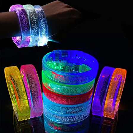 Nessiworld Pembe Led Işıklı Baskı Yapılabilen Pilli Bileklik Bilezik 1,5 cm Genişlik