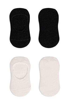Bistyle 2'Li Penye Babet Silikonlu Basic Çorap 30104 Siyah Ekru
