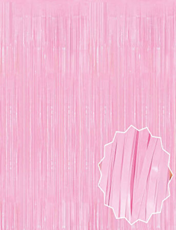 Nessiworld Soft Pembe Püsküllü Kapı Perdesi - Parti, Baby Shower, Cinsiyet Partisi 1x2 m