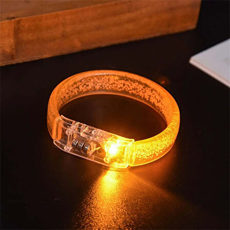 Nessiworld Turuncu Led Işıklı Baskı Yapılabilen Pilli Bileklik Bilezik 1,5 cm Genişlik