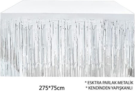 Nessiworld Gümüş Metalize Masa Eteği 275x75 cm - Kendinden Yapışkanlı