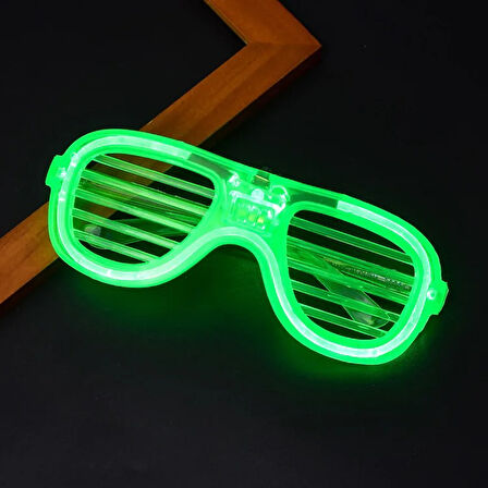 Nessiworld Yeşil LED Işıklı Parti Gözlüğü - Neon Glow Şerit Gözlük 3 Modlu
