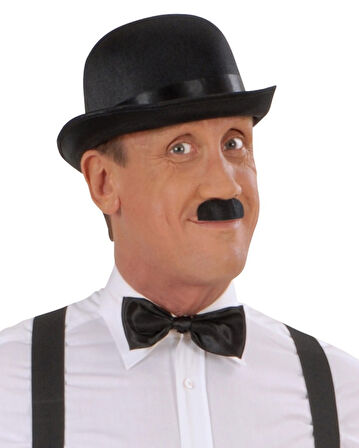 Nessiworld Charlie Chaplin Stil Yetişkin Şapkası - Siyah Melon Parti Şapkası