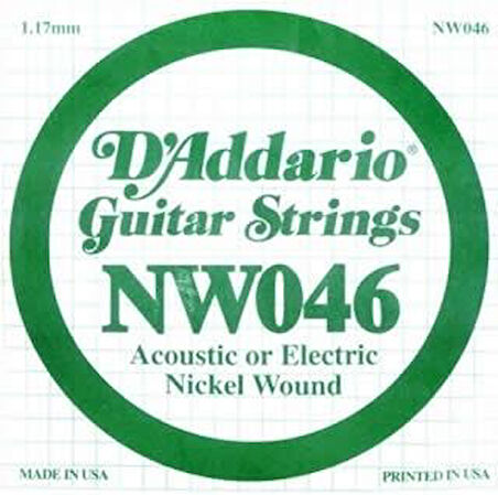 DADDARIO NW046 ELEKTRO VE AKUSTİK TEK TEL, (KALIN Mİ), 0.046