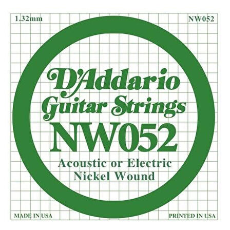 DADDARIO NW052 ELEKTRO VE AKUSTİK TEK TEL, (KALIN Mİ), 0.052