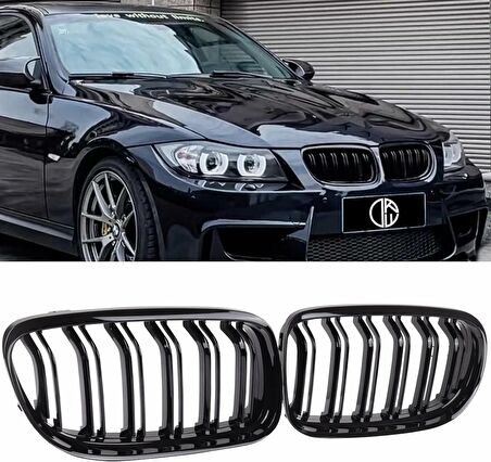 Bmw E90 çift çizgi ön panjur ızgara 2009-2012 arası(makyajlı kasa) parlak siyah