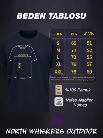 Explore The World Karavan Baskılı Unisex %100 Pamuklu Lacivert Outdoor Tişört
