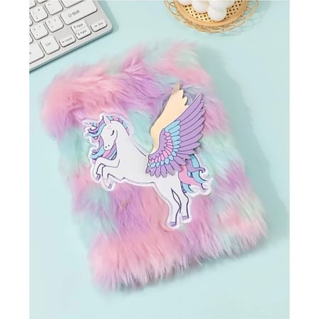 Özel Üretim Unicorn Tasarımlı Peluş Hatıra Defteri Çocuk Hediyesi Renkli Kapak Taşınabilir Defter