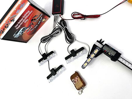 Turuncu Panjur Led 4lü Çakarlı Modlu Kumandalı 12v