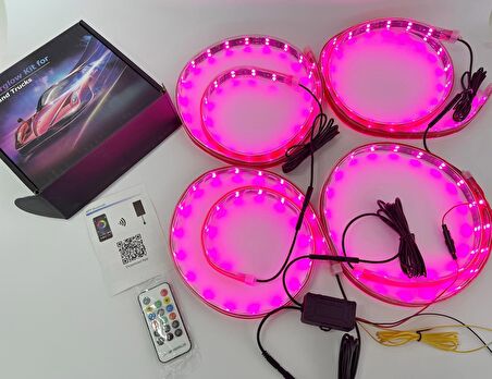 App Kontrollü Araç Altı Animasyonlu Kayar ColorFull Renkli Led - Sinyal Modüllü  120cm*90cm