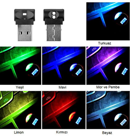 USB Disco Ambiyans Led 7 Renkli Mini Led 8cm