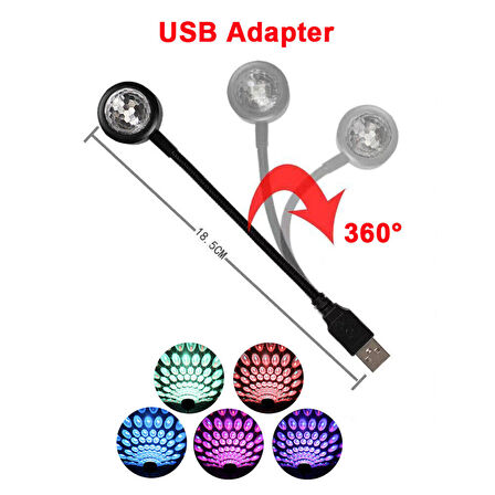 Mini Disco Led USB 18cm 9 Modlu Müziğe Duyarlı