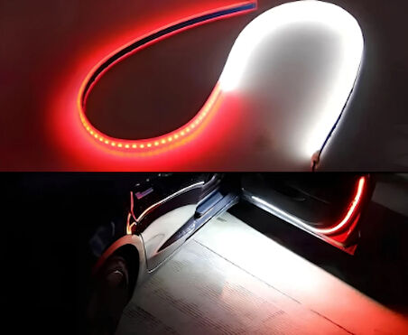 Kapı İkaz Led Krımızı Renk Uyarılılı Beyaz Zemin Aydınlatmalı Flexible Led 120cm