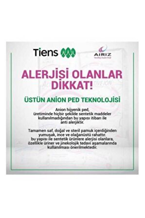 Tiens Airiz Gece - Günlük - Normal Hijyenik Ped 98 Adet + 6'lı Paket