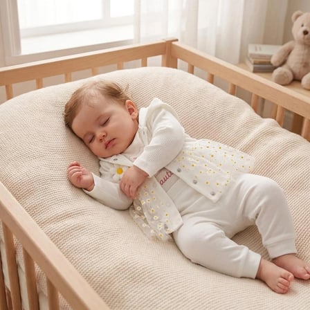 Nayinom Kız Bebek Tül Detaylı Papatyalı 3'lü Takım %100 Pamuk