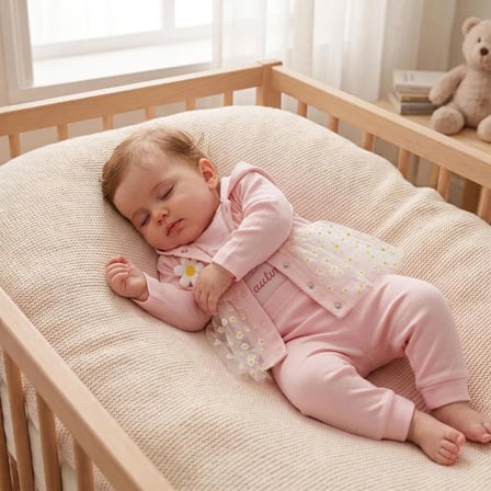 Nayinom Kız Bebek Tül Detaylı Papatyalı 3'lü Takım %100 Pamuk