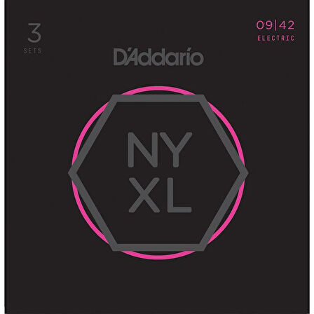 DADDARIO NYXL0942-3P ELEKTRO GİTAR TEL SETİ, 3 LÜ PAKET,  SUPER LIGHT