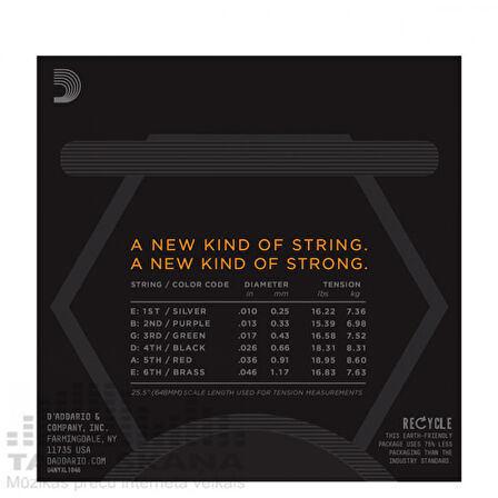 DADDARIO NYXL1046 ELEKTRO GİTAR TEL SETİ, 10-46, REGULAR LIGHT