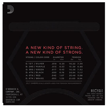 DADDARIO NYXL1052 ELEKTRO GİTAR TEL SETİ, 10-52, LIGHT TOP/HEAVY BOTTOM