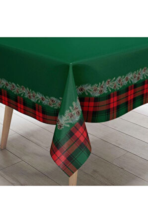 Mini Kozalak Detaylı Masa Örtüsü  İnce Keten Uluslararası Yıkama ve Solmama Sertifikası