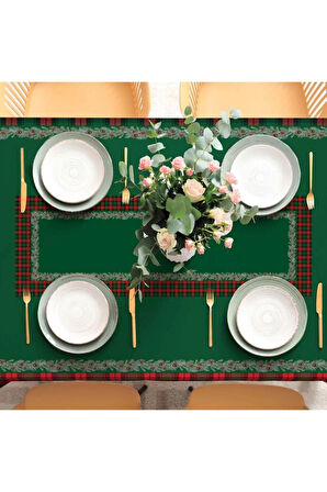 Mini Kozalak Detaylı Masa Örtüsü  İnce Keten Uluslararası Yıkama ve Solmama Sertifikası