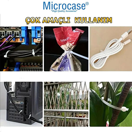 Microcase Plastik Kablo Bağı Cırt Kelepçe 3.6 X 100MM  Şeffaf 25 Adet-AL4483