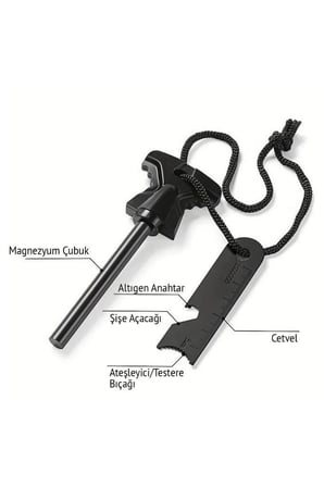 Acil Durum Seti Yürüyüş Gereci Seyahat Ürünü Single Sword Magnezyum Çubuğu Ateş Başlatıcı