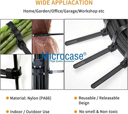 Microcase Yeniden Kullanılabilir Bağcık Kablo Eşya Sabitleme Düzenleme Bağı 30cm  5 ADET - AL5255