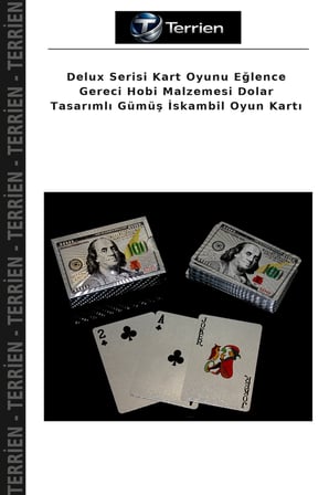 Delux Serisi Kart Oyunu Eğlence Gereci Hobi Malzemesi Dolar Tasarımlı Gümüş İskambil Oyun Kartı