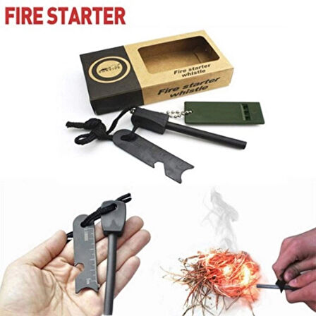 Survive Magnezyum Çubuğu Ateş Başlatıcı Çakmak Taşı