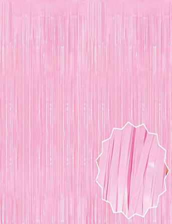 Soft Pembe Püsküllü Kapı Perdesi - Parti, Baby Shower, Cinsiyet Partisi 1x2 M