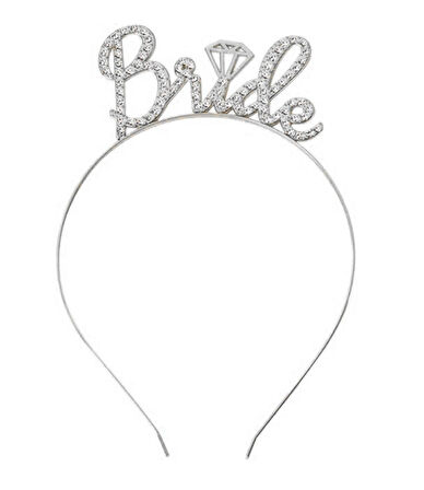 Gümüş Renkli Taşlı “bride” Gelin Tacı – El Yazısı Yazı Tipiyle