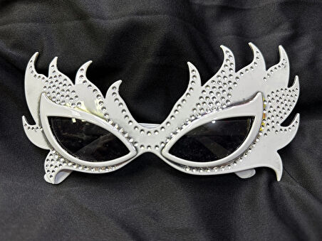 Taşlı Göz Kamaştıran Gecenin Yıldızı Beyaz Parti Alev Gözlük