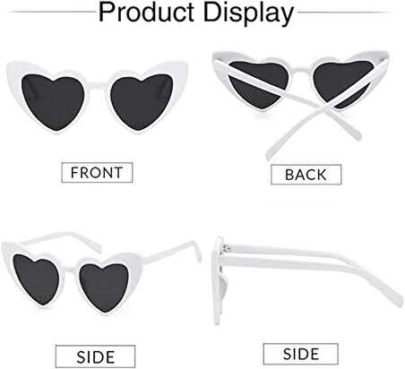 Beyaz Renk Kalp Gelin Düğün Gözlüğü 15x5 Cm