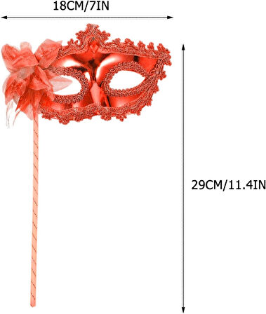 Kırmızı Işıltılı Tutmalı Fotoğraf Çekimi Maskesi 18x29 Cm