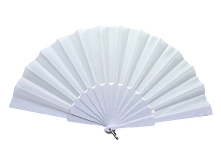 Plastik Düz Kumaş Yelpaze 12'li Beyaz