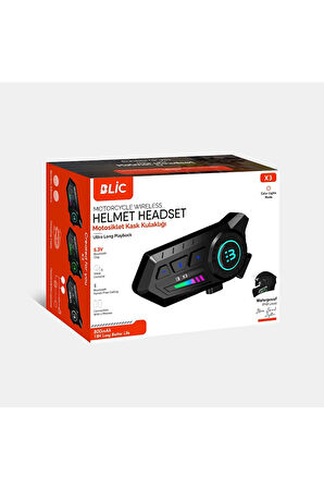 X3 Motor Kask Kulaklık Rgb Modlu Su Geçirmez 5.3 Bluetooth Intercom