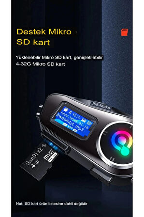 Q58-max Radyolu 2 Kişi Bağlantılı Bluetooth Kask Kulaklık Ekranlı Fenerli Müzik Ve Telsiz Intercom