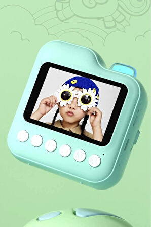 Dijital Video Kayıt Fotoğraf Çocuk Kamerası Anlık Termal Resim Kağıt Baskılı Mavi