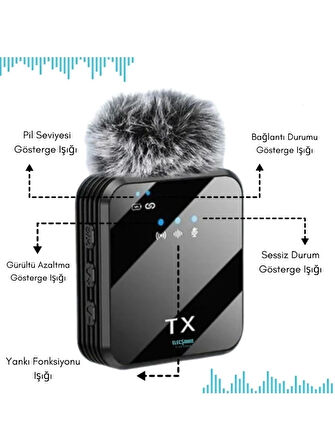 Yüksek Kalite Profesyonel 3 In 1 Kablosuz Taşınabilir Yaka Mikrofonu Tüylü