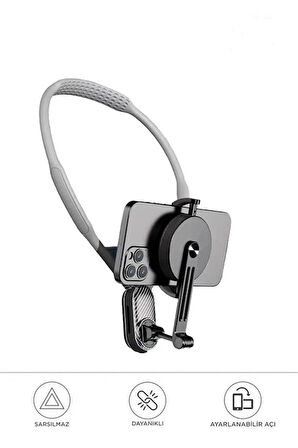 360 Derece Ayarlanabilir Boyun Askılı Manyetik Telefon Tutucu