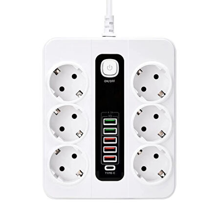 Hp-h04 3000w 10amper 6’lı 2metre Uzatma Kablolu Çoklu Termal Akım Priz