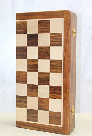 Mıknatıs Taşlı Ahşap Katlanabilir Kutulu Satranç Oyunu 40 Cm G225