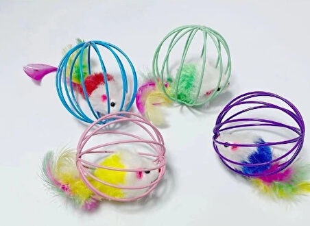 KAFESLI FARELI KEDI KÖPEK OYUN TOPU